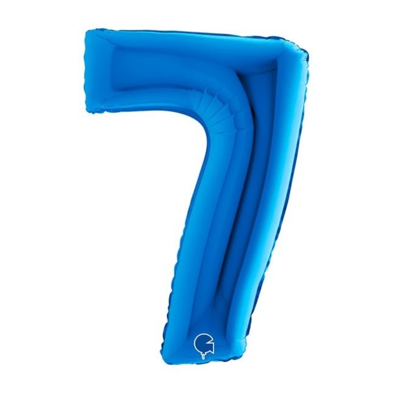Number 7 Blue 40" Foil Balloon Packaged