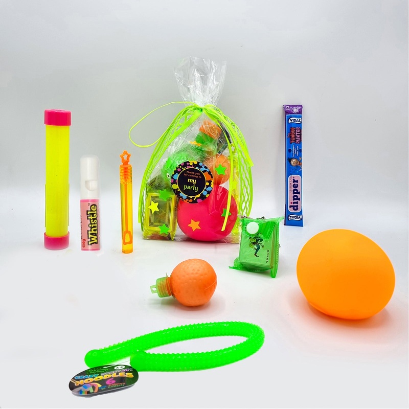 Pre Filled Birthday Neon Party Goody Bags With Toys And Candy