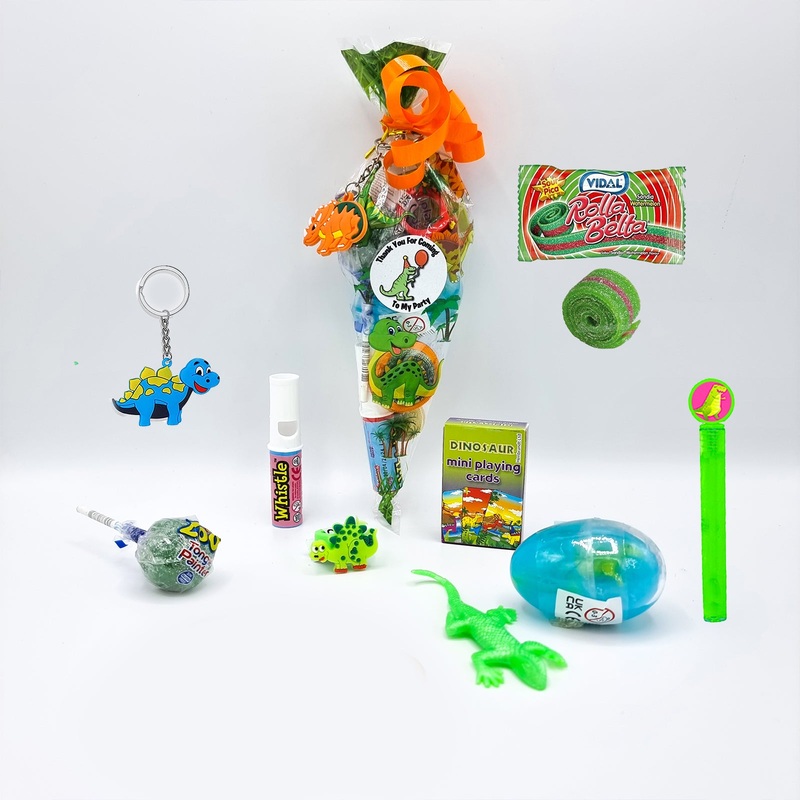Pre Filled Dinosaur Cones Party Goody Bags With Toys