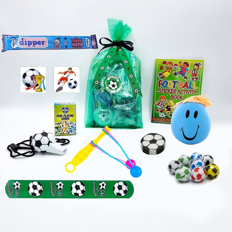 Pre Filled Green Football Birthday Party Goody Bags