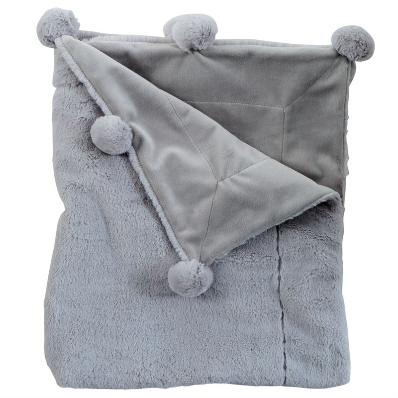 Blanket Pom Pom Gray