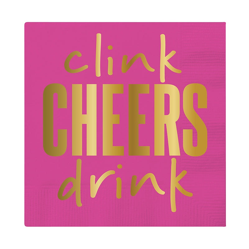 "Clink Cheers Drink" Beverage Napkin