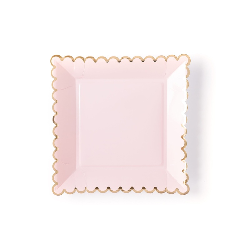Pink with Gold Scallop Large Plates