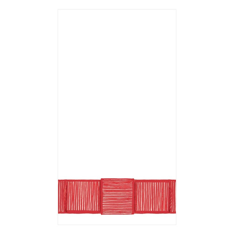 Ribbon Border Red Guest Towels