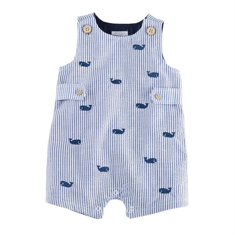 6-9M Whale Seersucker Shortall