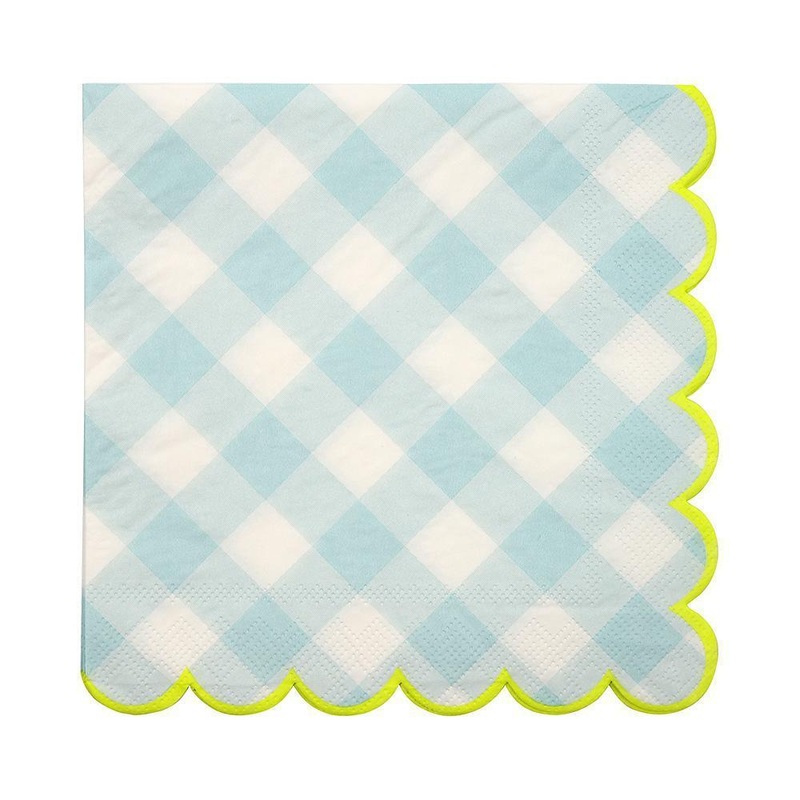 Aqua White Check Luncheon Napkins