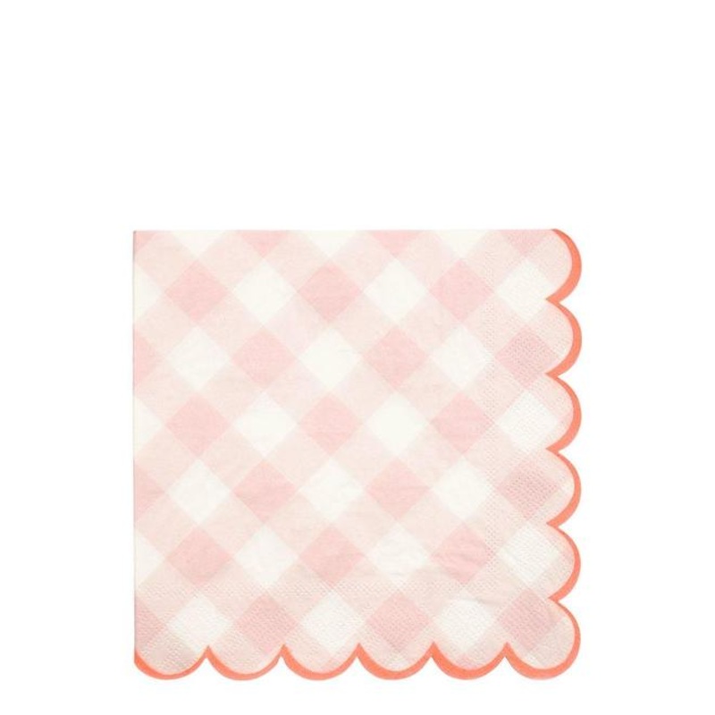Light Pink Check Luncheon Napkins