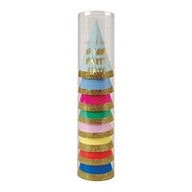 Mini Party Hats Solid Asst 8 Ct