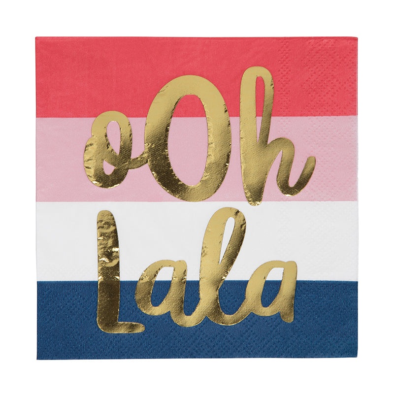 "Ooh La La" Gold Foil Beverage Napkin