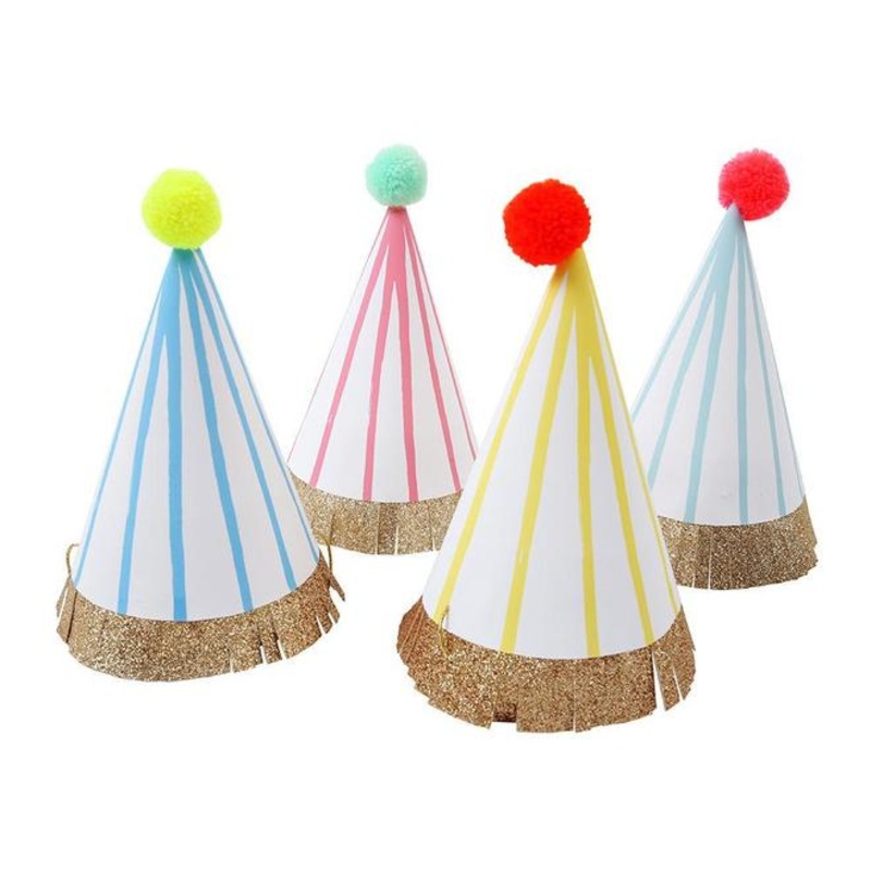 Party Hats Stripes Asst 8 Ct