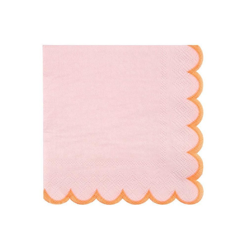 Pink And Coral Scallop Beverage Napkins