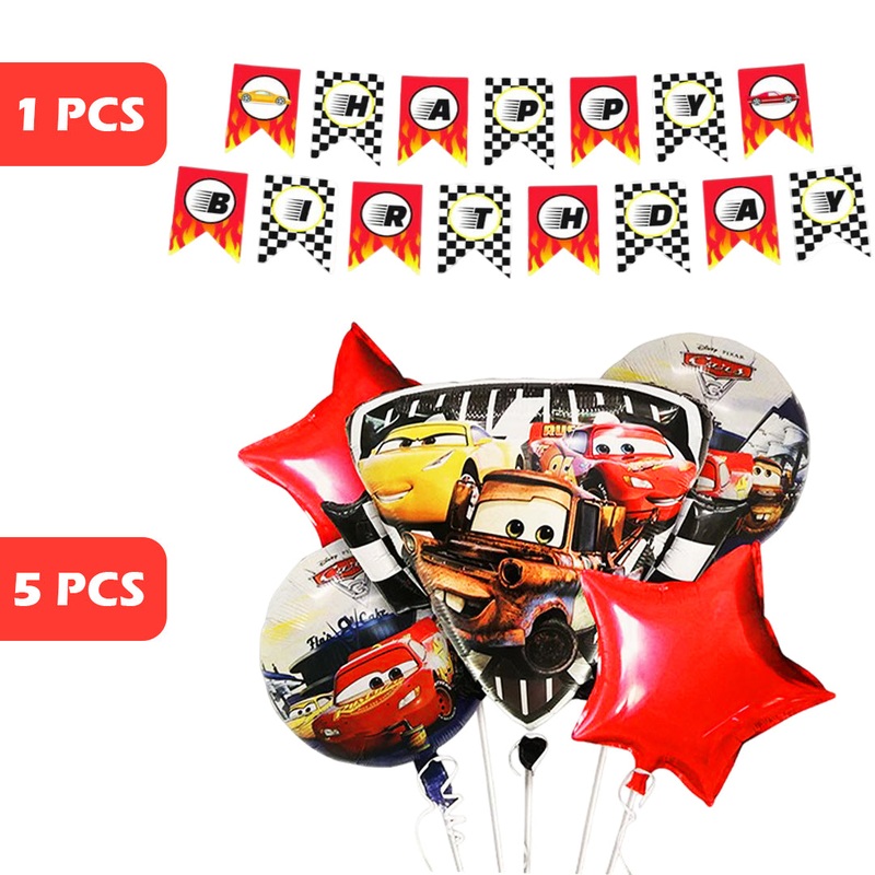 Racing Car F1 Theme Party Banner & Balloons Combo - 6PC