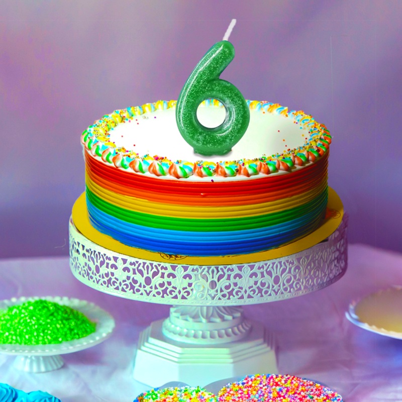 Red Glitter Number 6 Birthday Candle - 1PC