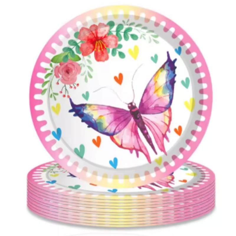Butterfly Theme Party Paper Plates - 9 inches - 8PC