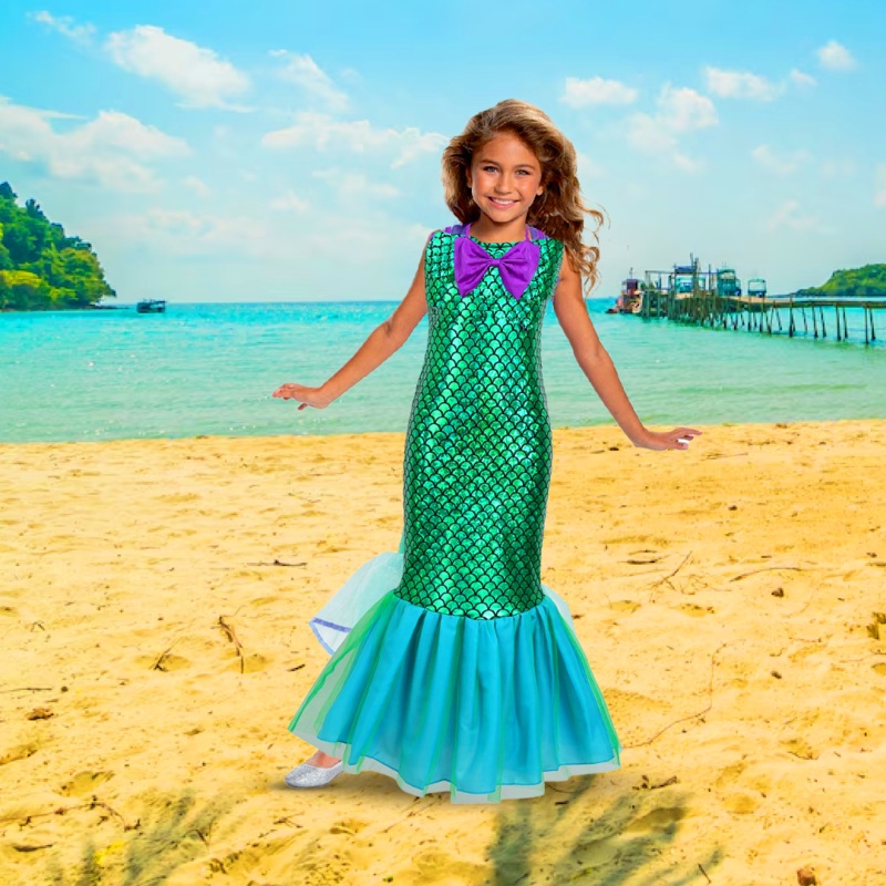 Mermaid Dress for Girls - Little Mermaid Costume for Girls, Princess Dresses for Girls 5-7 years Birthday Halloween Cosplay Costumes
