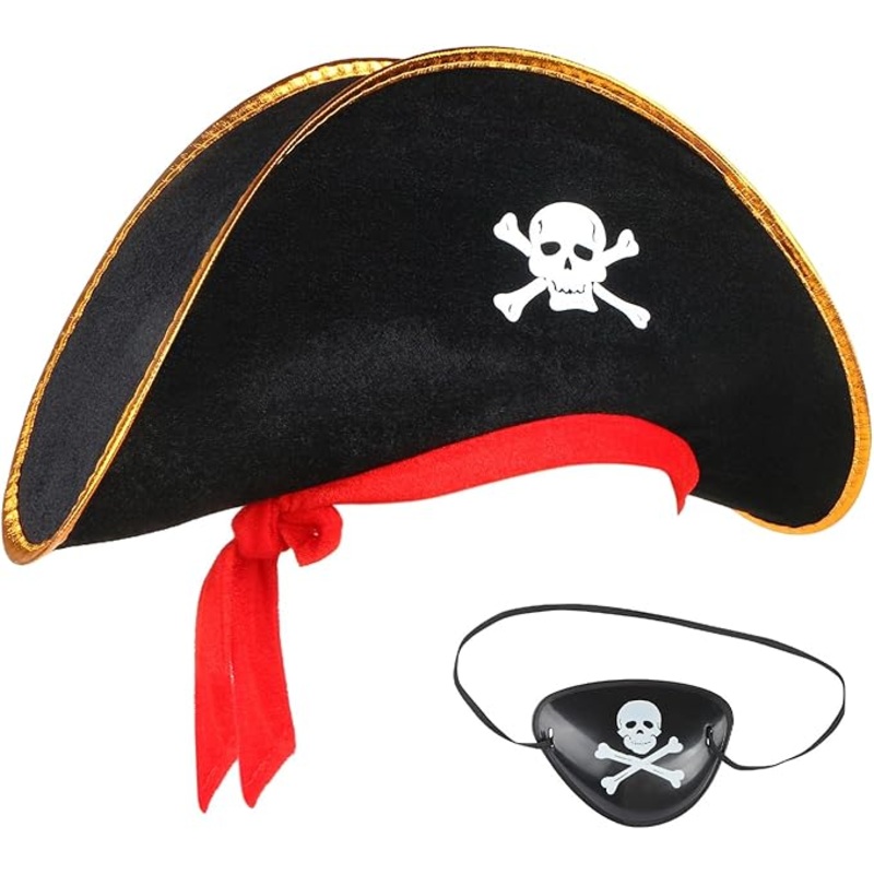 Pirate Hat with Eye Patch for Kids Combo Set - 2PC