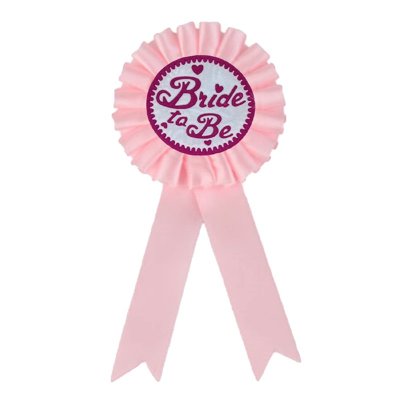Bride To Be Award Ribbon Badge Light Pink - 1PC