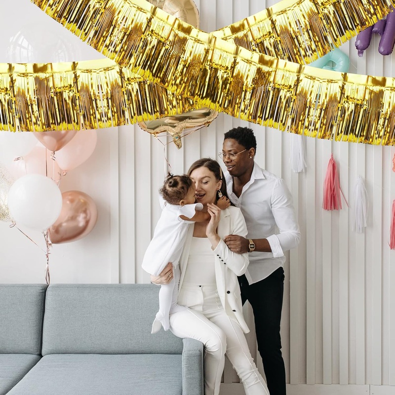 Metallic Foil Fringe Gold Garland Set for Wall Hanging Decoration - 4PC