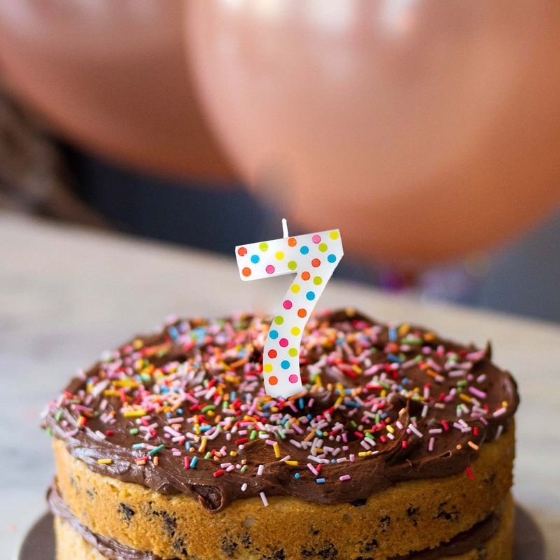 Multi Color Polk Dot Candle No. 7