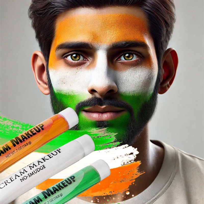 Tri Colour Face Paint (Orange, White, Green)