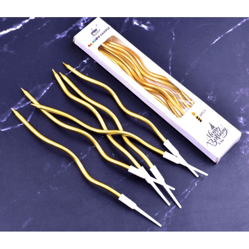 Twisty Metallic Golden Spiral Candles - 6PC