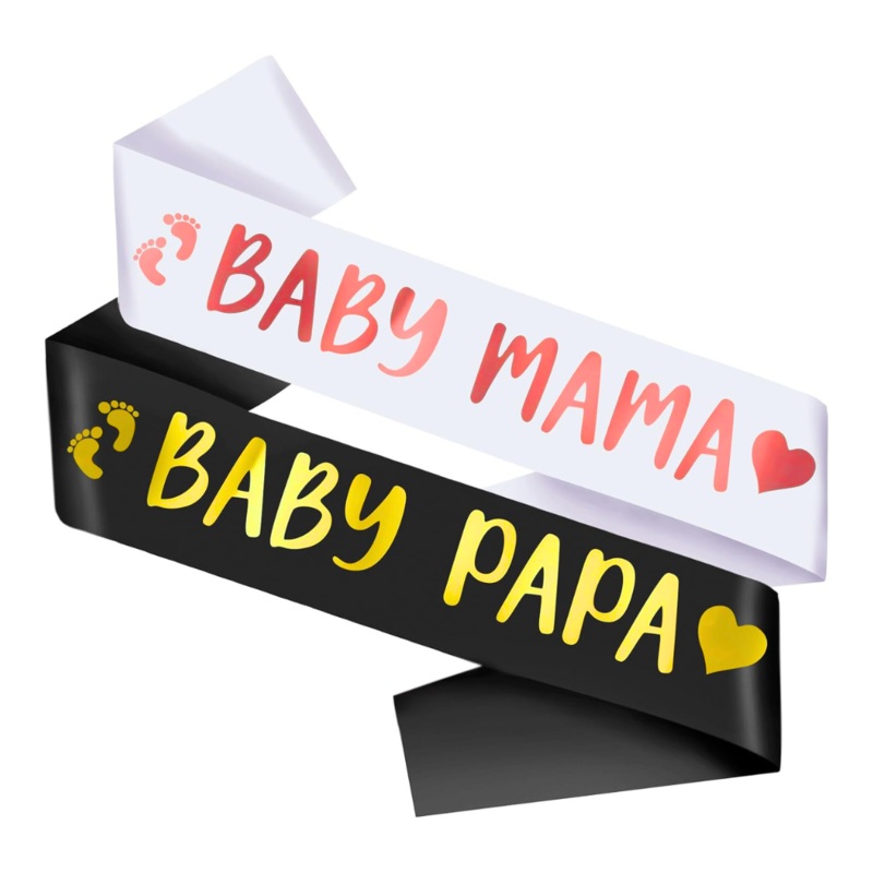 Baby Mama and Baby Papa Sash for Baby Shower Combo Baby Shower Party Decoration Sash