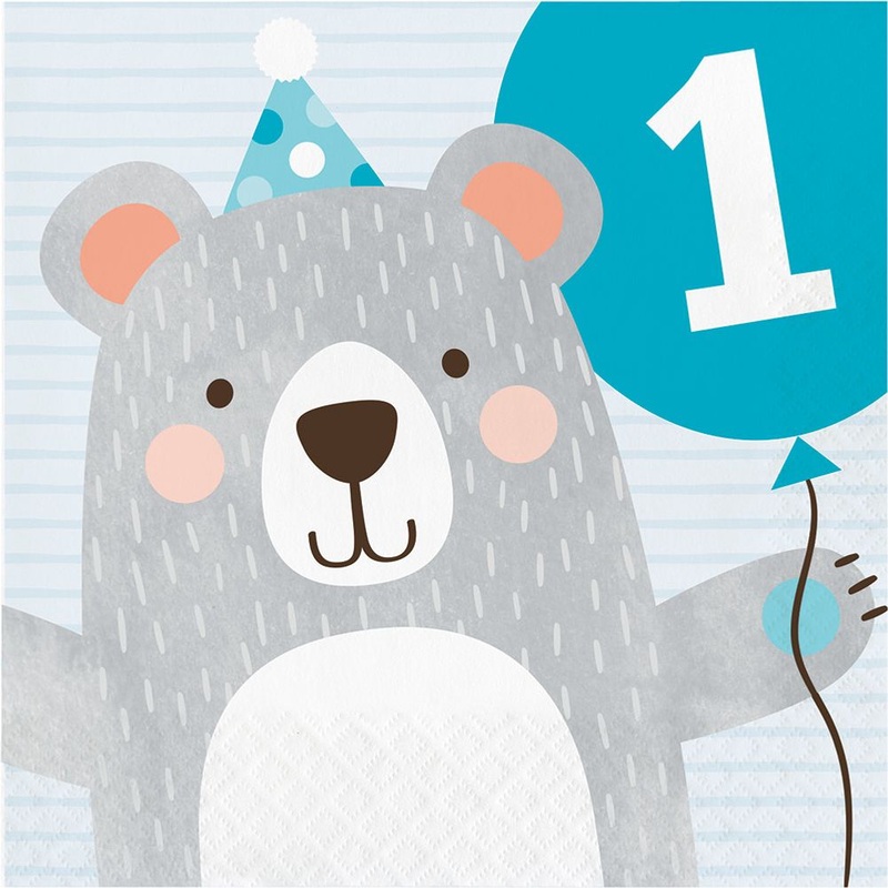 Birthday Bear Luncheon Napkins (16 ct)