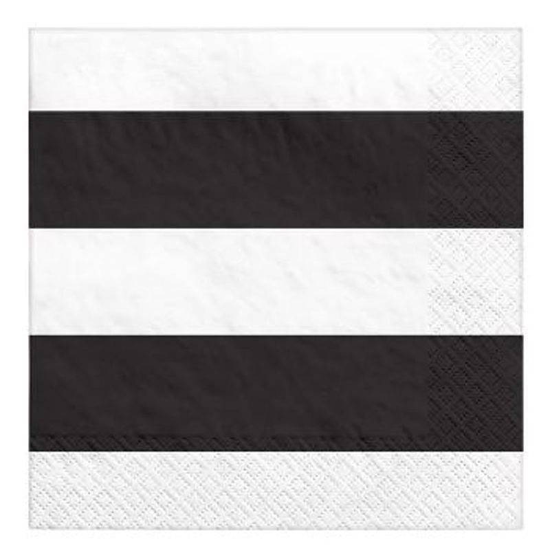 Black Striped Lunch Napkins, 16ct