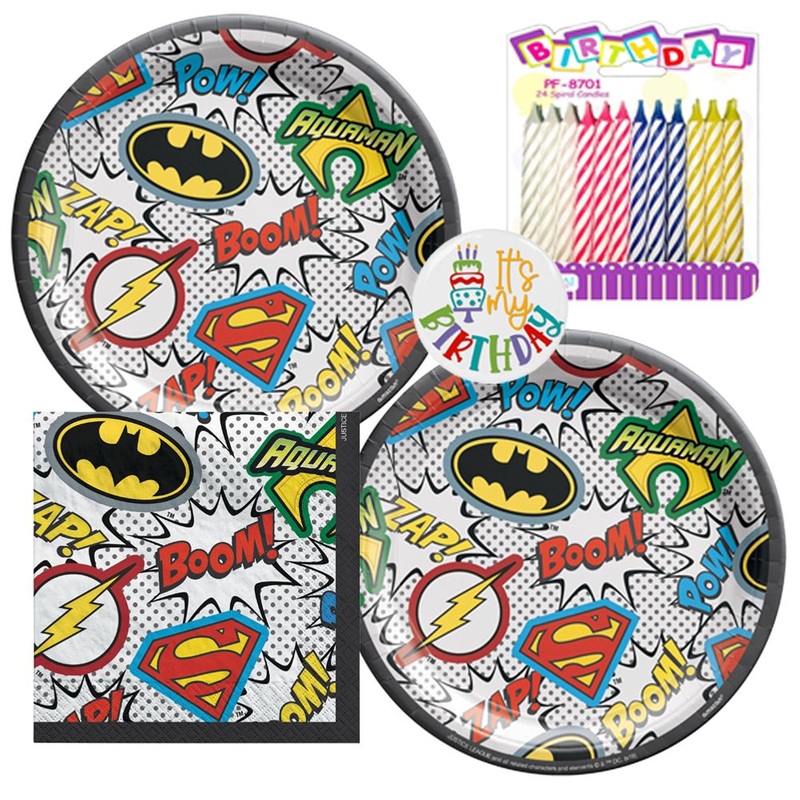 Justice League Heroes Unite Tableware Party Kit for Cake (16 Guests)