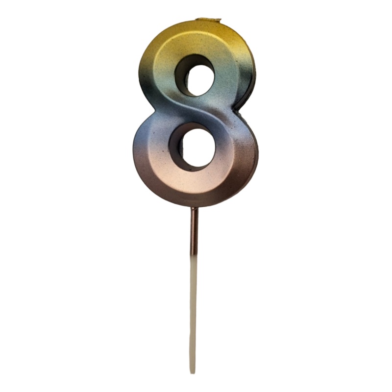 Metalic Golden Purple Pink Numerical Stick Candle 8