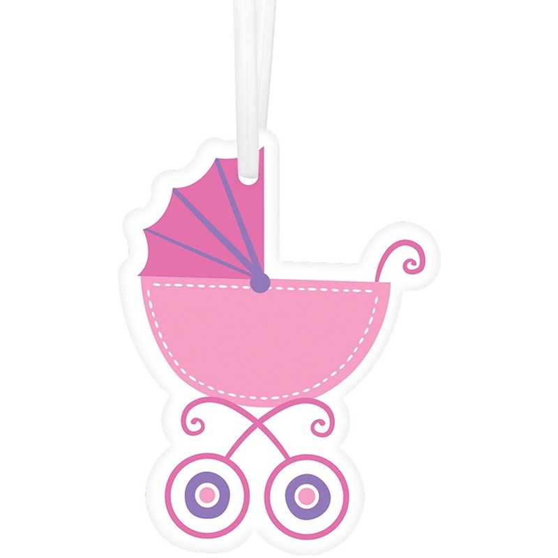 Pink Baby Carriage Favor Tags (25ct)