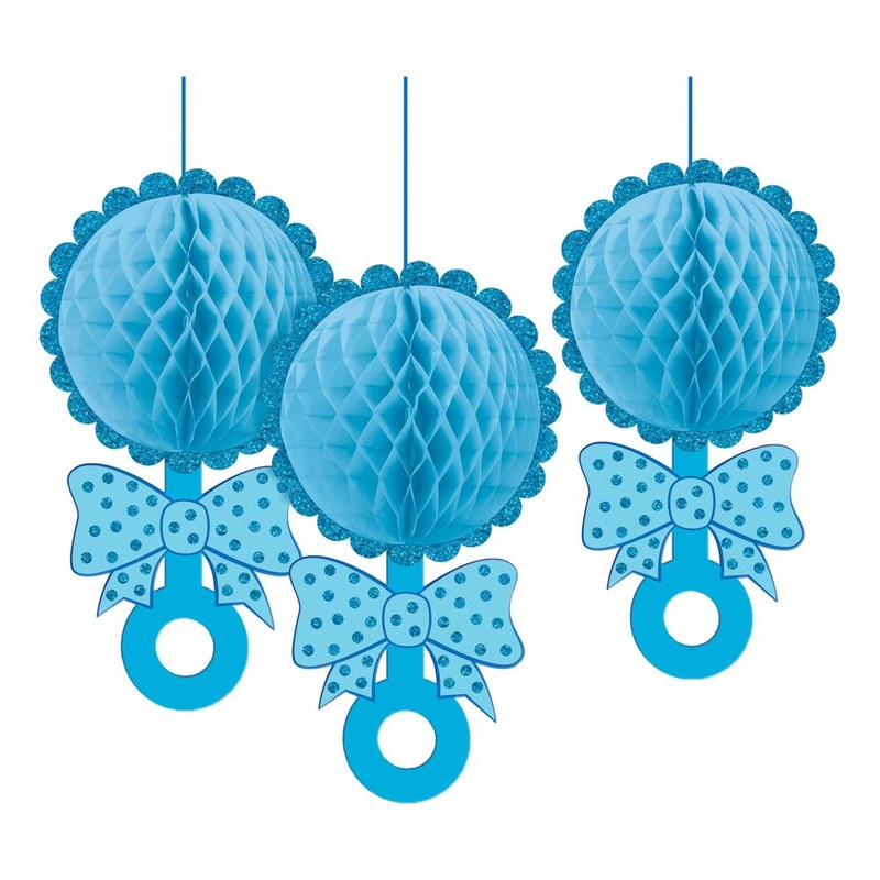 Boy Baby Rattle Hanging Decor (3 ct)