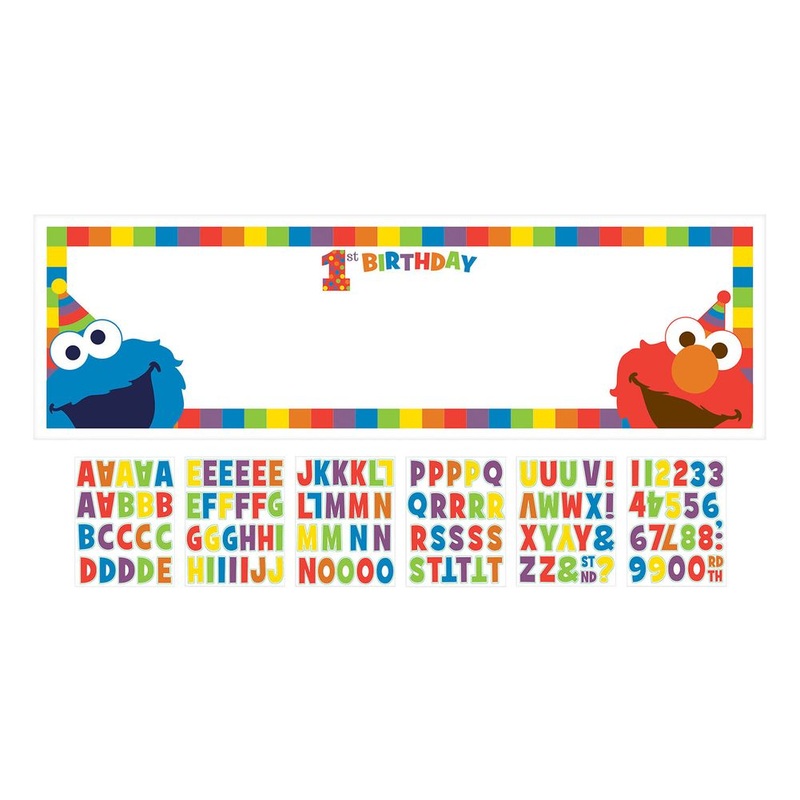 Elmo Turns One Add Any Age Party Banner