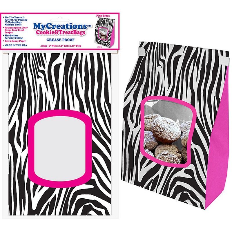 Pink Zebra Cookie and Treat Bags