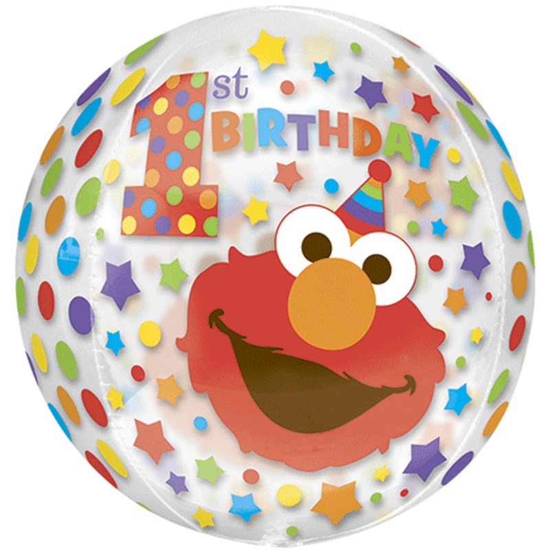 15" SESAME STREET 1ST BIRTHDAY CLEAR ORBZ