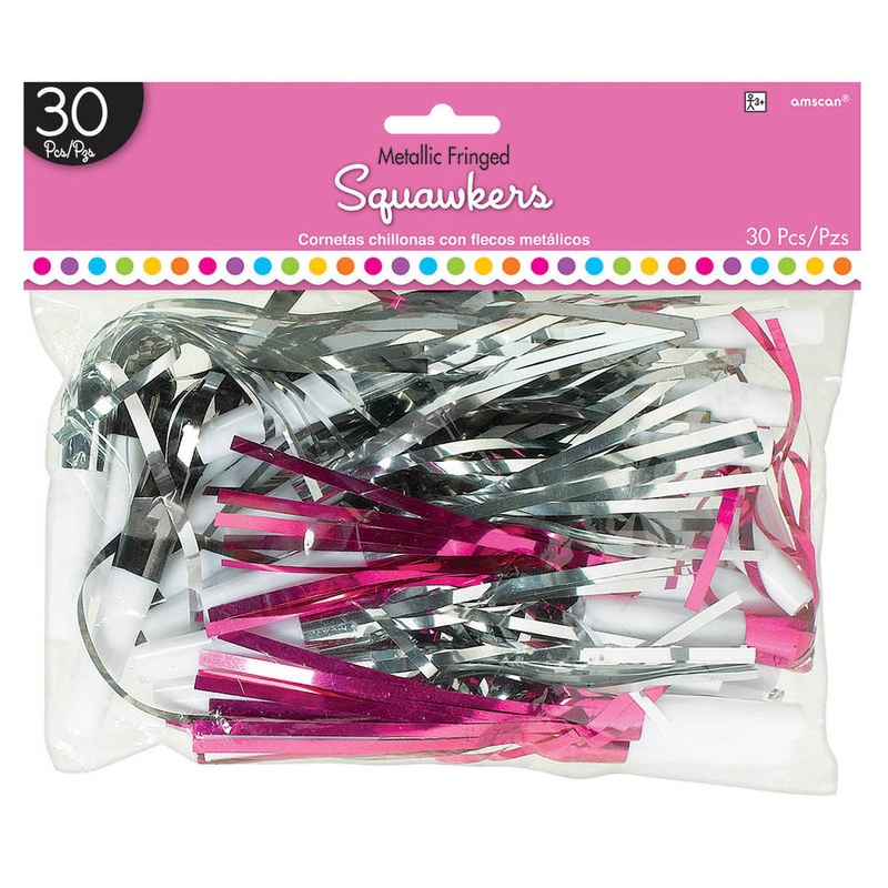 Black and Pink Fringed Squawkers (30ct)