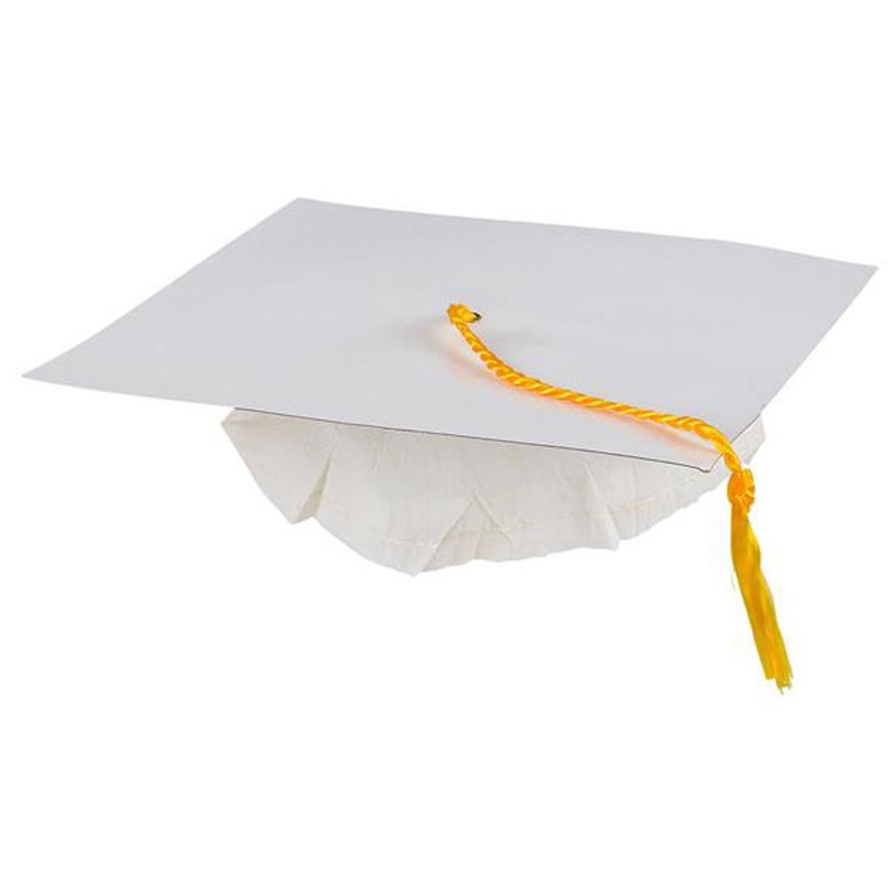 Cardboard Graduation Cap White (12ct)