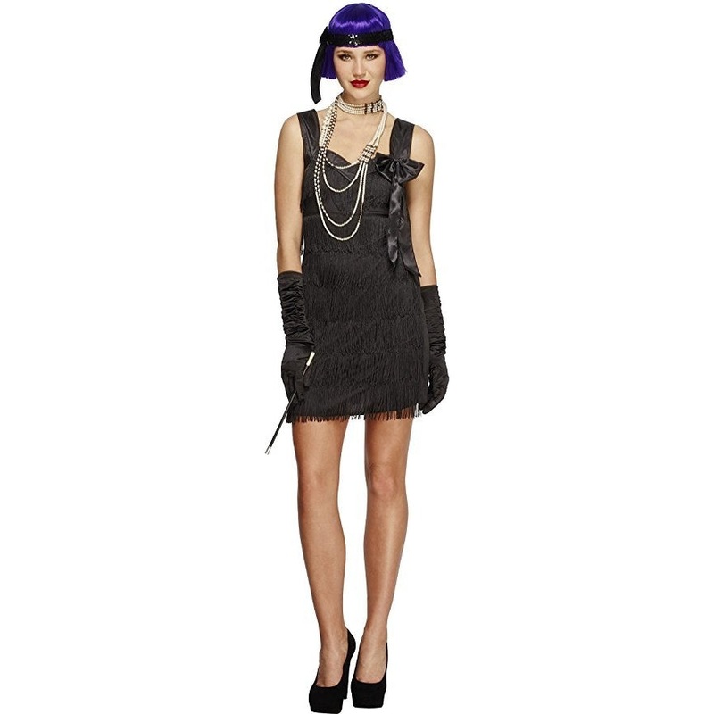 Fever Flapper Foxy Costume Black with Dress Headband and Gloves
