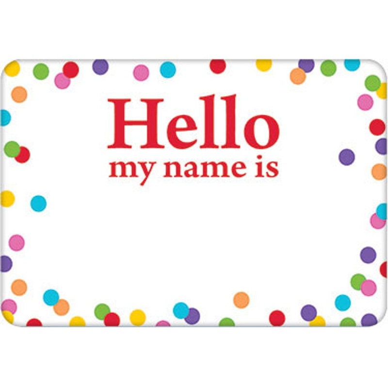 Hello My Name Is Confetti Name Tag (100ct)