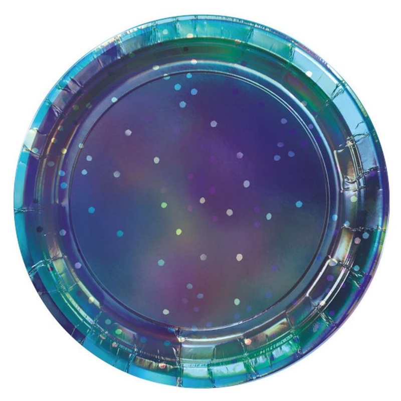Sparkling Sapphire Iridescent Dinner Plates, 8ct