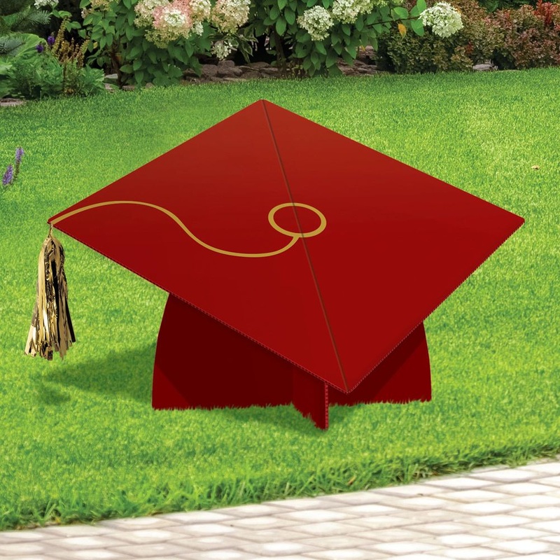 Grad Cap Large Yard Sign Red (1ct)