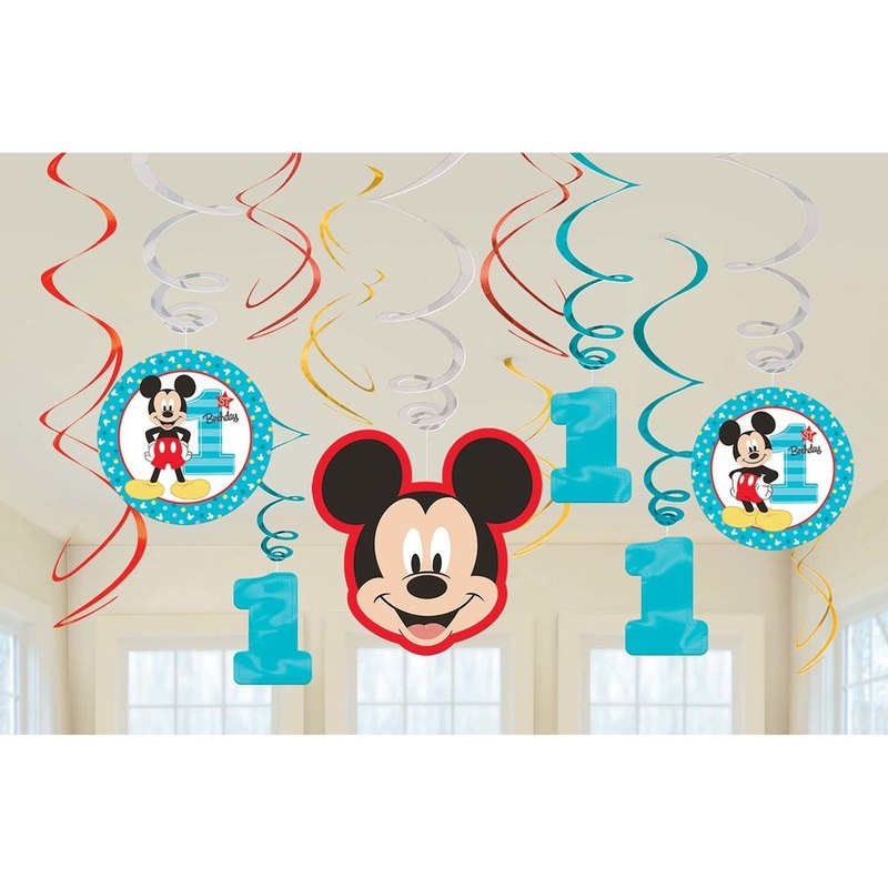 Mickey Fun To Be One Birthday Party Hanging Swirls (12 ct)