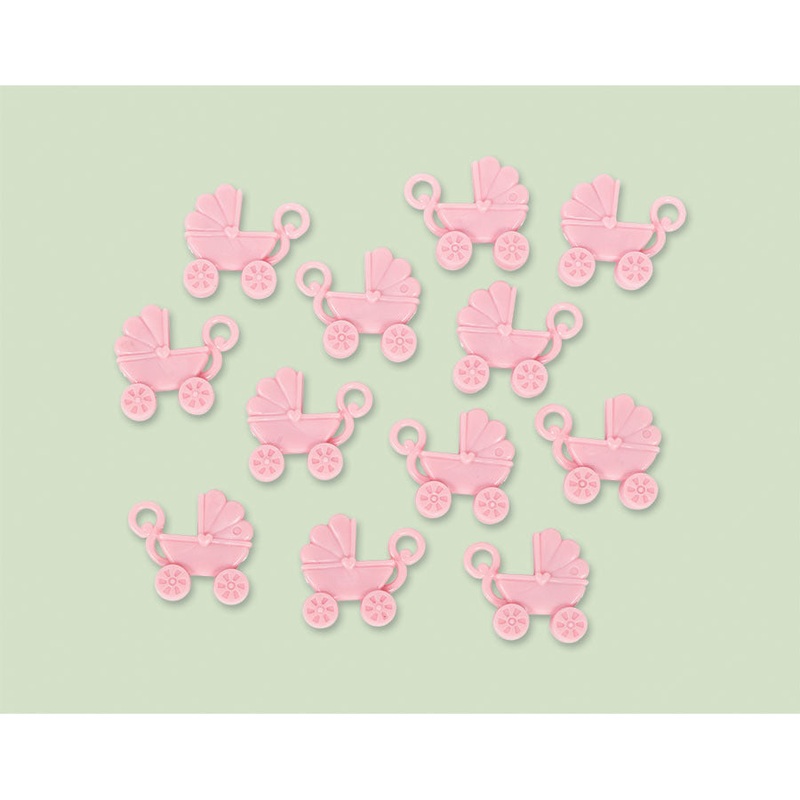 Pink Baby Shower Baby Carriage Favor Charms (12ct)