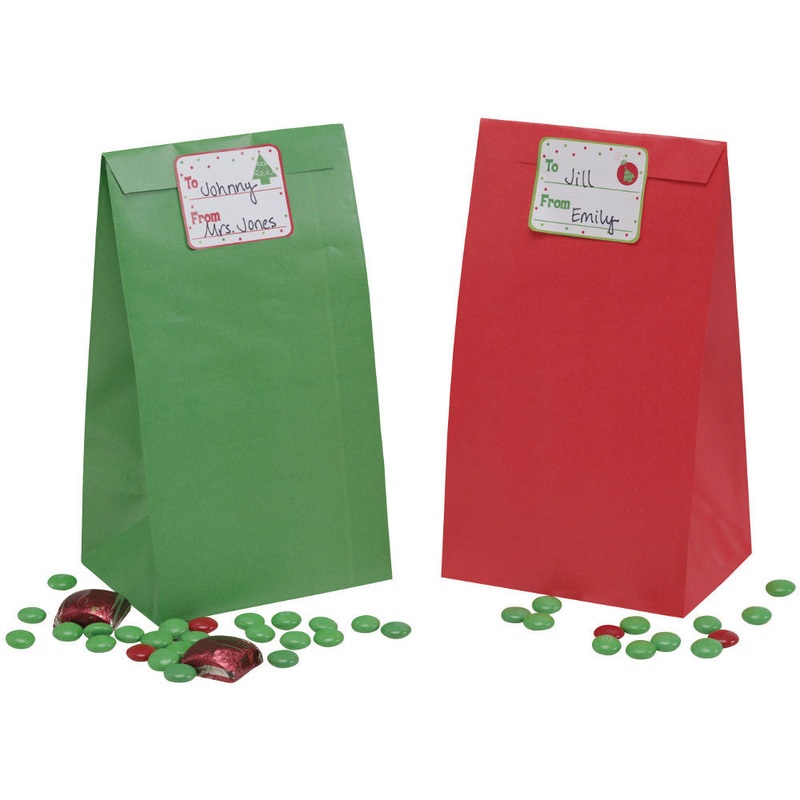 Red and Green Paper Treat Bags
