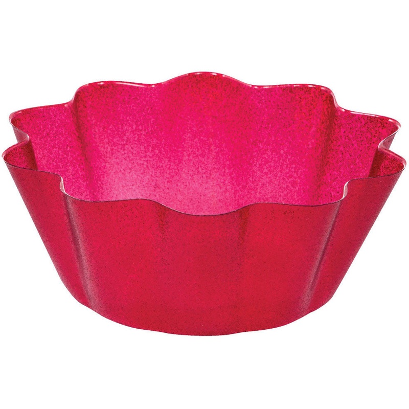 8" Glitz Red Fluted Serving Bowl