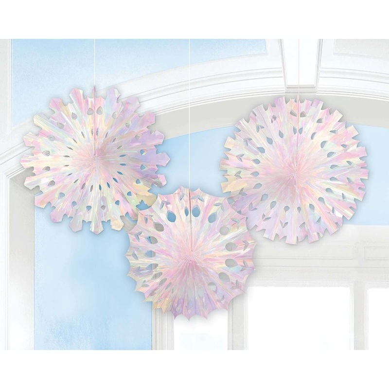 Iridescent Snowflake Fans (3 ct)