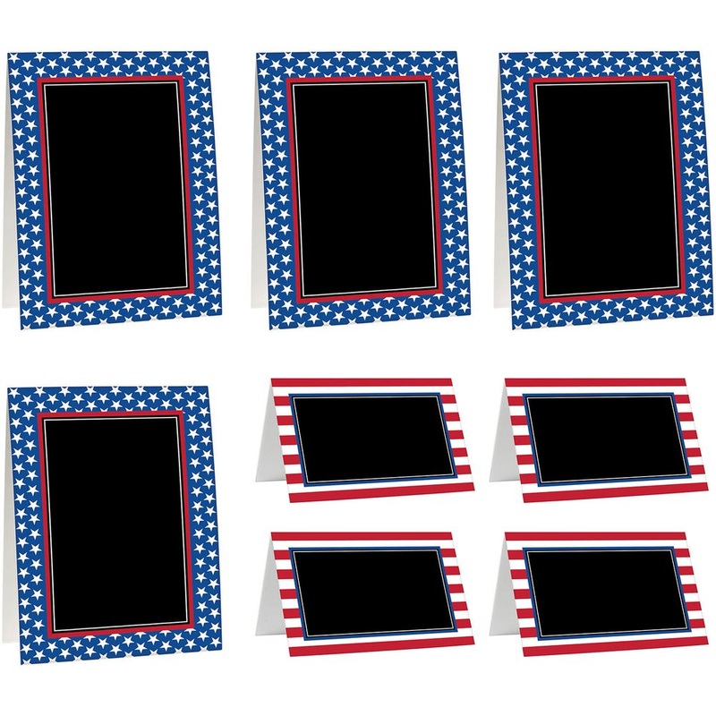 Patriotic Chalkboard Tent Signs; 8ct