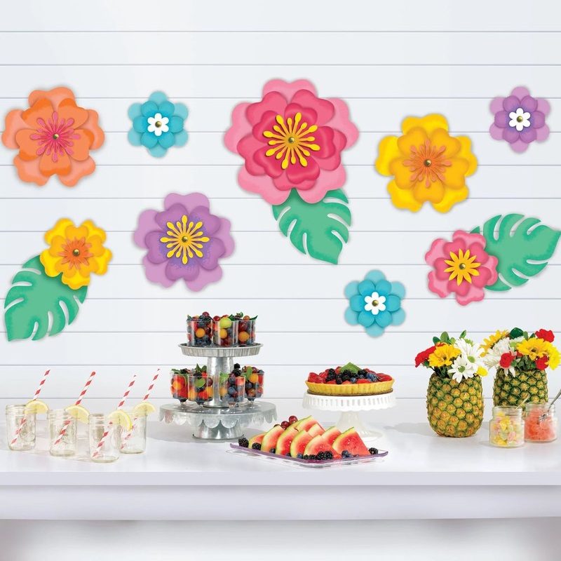 Summer Hibiscus Paper Flowers, 12ct