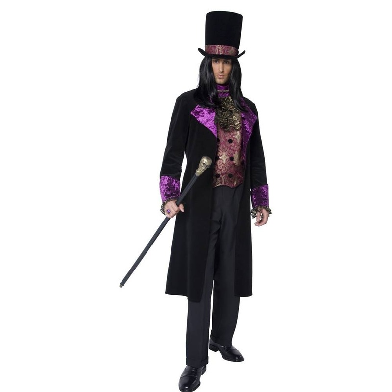 The Gothic Count Costume Mock Waistcoat with Attached Cravat Jacket Hat
