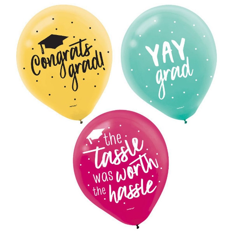 Yay Grad Latex Balloons (15 ct)